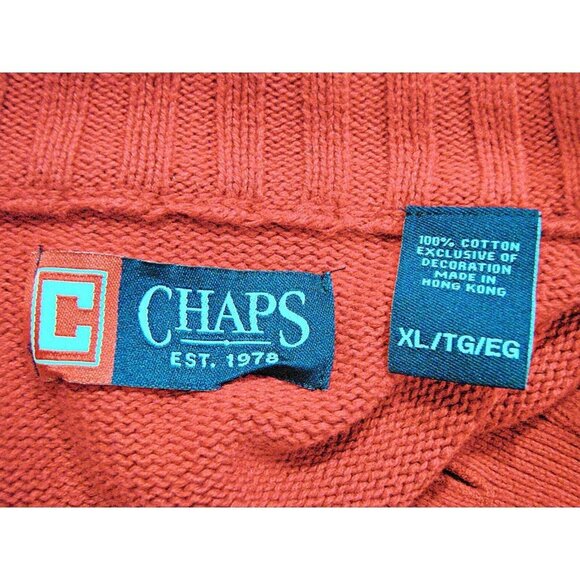CHAPS Mens LS Winter 3 Button Henley 100% Cotton Pullover Sweater Red Size XL - Picture 3 of 11